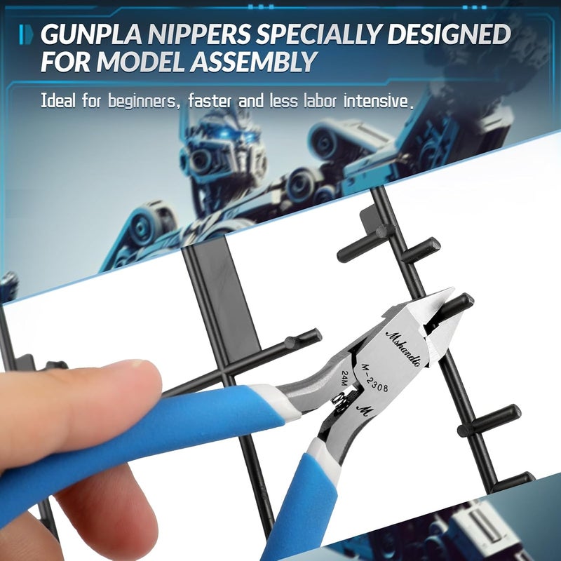 mshandto Model Nippers, 4.4" Thin Single Blade Sprue Cutter Hobby Nippers, Gundam Model Tools for Cutting Thin Plastic, Beginner Trimming, Picking Up Pieces, with Protective Cover & Replacement Spring - Image 5